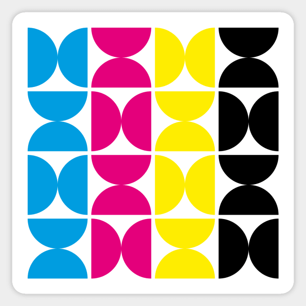 CMYK Colorful Modern Geometric Pattern Sticker by casbuijsman